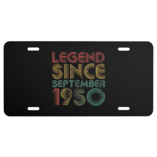 Legend September 1950 71 Years Old 71th Birthday License Plate