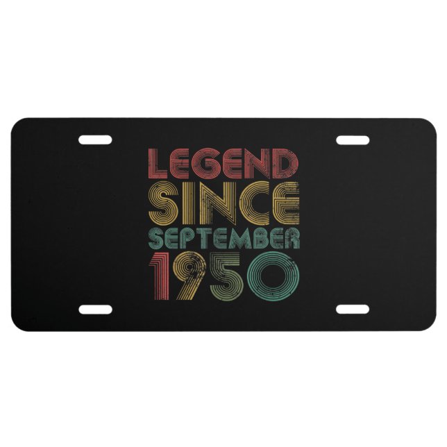 Legend September 1950 71 Years Old 71th Birthday License Plate (Front)