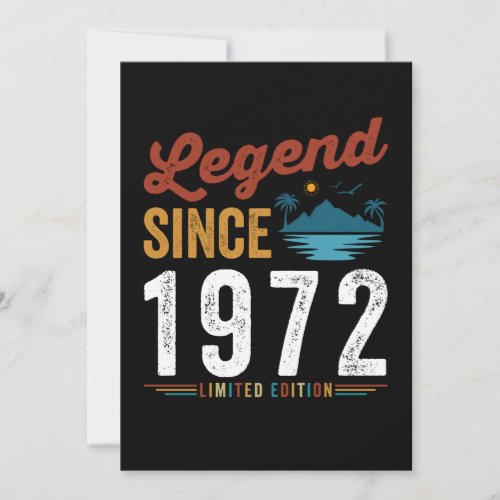 Legend Since 1972 Birthday Retro Vintage Invitation