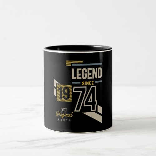 Legend Since 1974 49 birthday  Two_Tone Coffee Mug