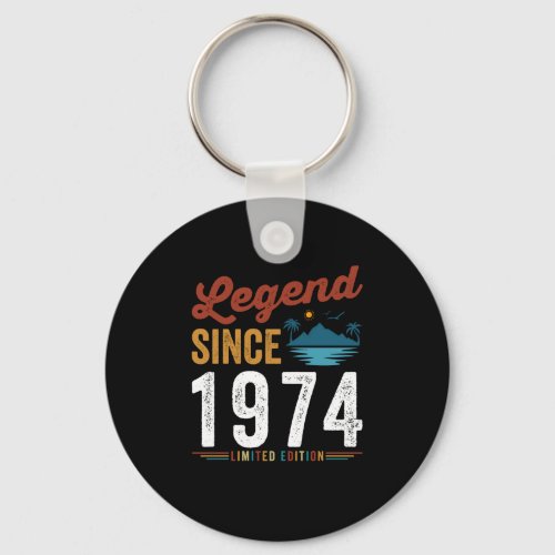 Legend Since 1974 Birthday Retro Vintage Keychain