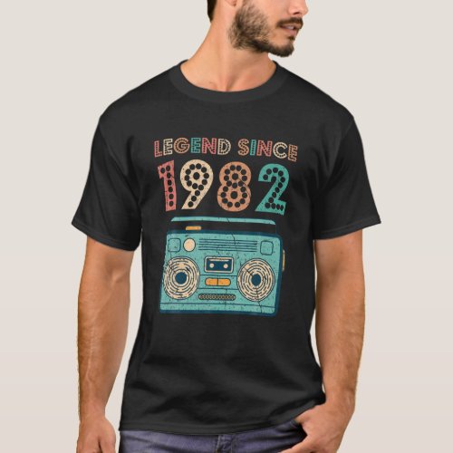 Legend Since 1982 40Th Birthday Gifts Cassette Vin T_Shirt