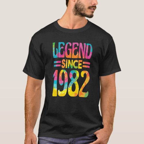 Legend Since 1982 Colerful Birthday Celebration T_Shirt