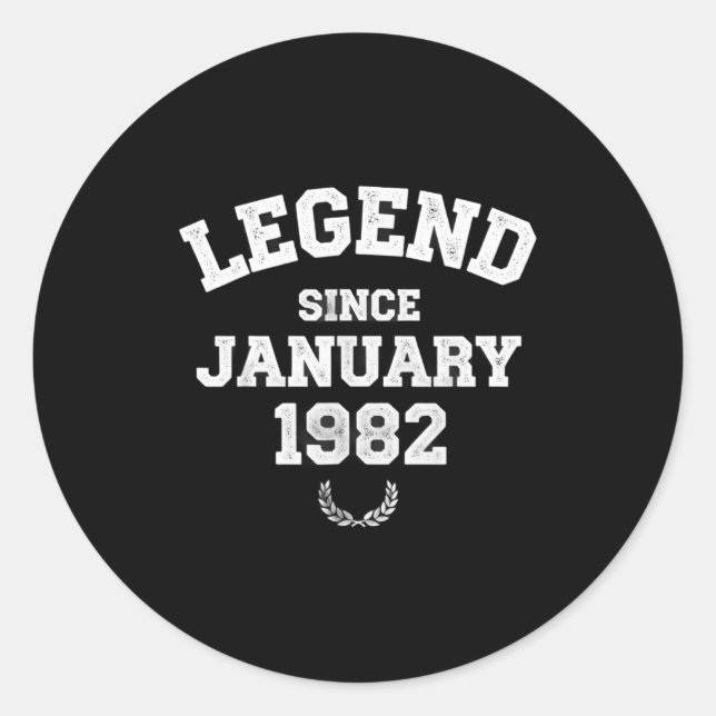 Legend Since 1982 For Men Women Birthday Outfit Me Classic Round Sticker (Front)