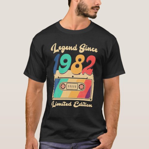 Legend Since 1982 Retro Vintage 1982 Birthday Gift T_Shirt