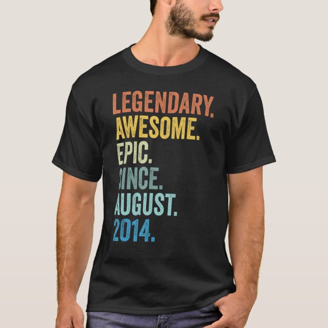 Legend Since August 2014 9 Years Old 9th Birthday  T-Shirt (Front)