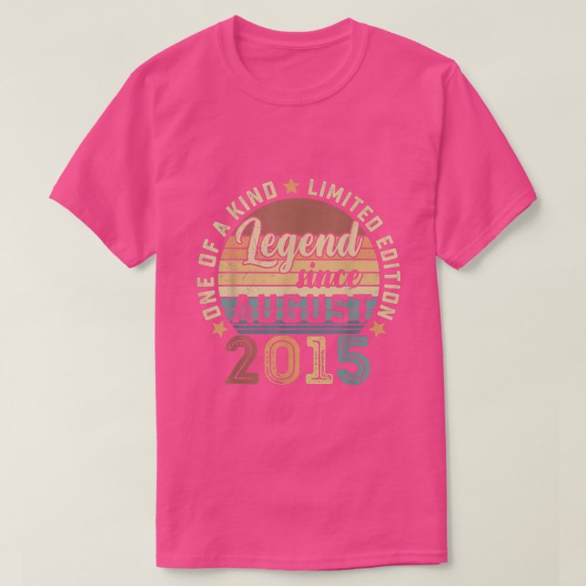 Legend Since August 2015 7th Birthday Gift 7 Years T-Shirt (Design Front)