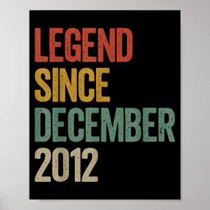 Legend Since December 2012 13th Birthday Retro Vin Poster