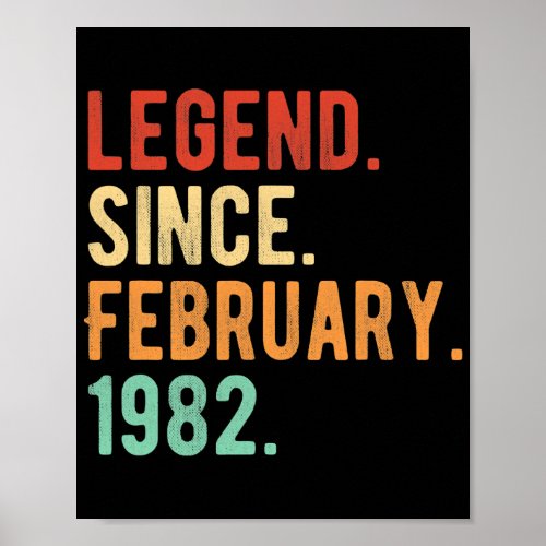 Legend Since February 1982 Vintage 40th Birthday Poster