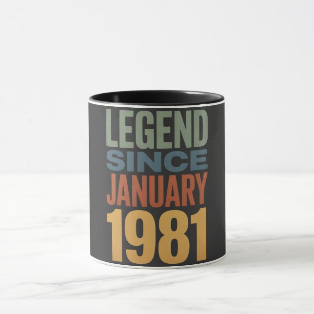 Legend Since January 1981 Retro Birthday Classic Mug (Center)
