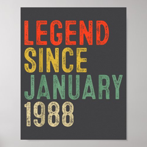 Legend Since January 1988 38th Birthday 38 Year Ol