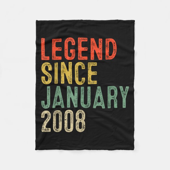 Legend Since January 2008 18th Birthday 18 Year Ol Fleece Blanket (Front)