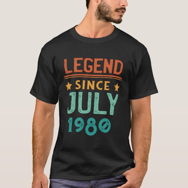 Legend Since July 1980 Retro 43Rd Birthday 43 Year T-Shirt (Front)