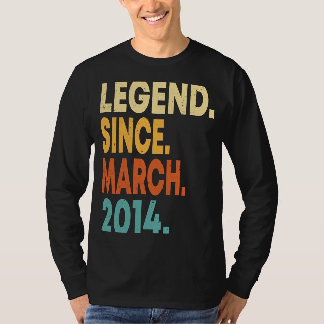 Legend Since March 2014 Boy Girl 9 Years Old 9th B T-Shirt (Front)