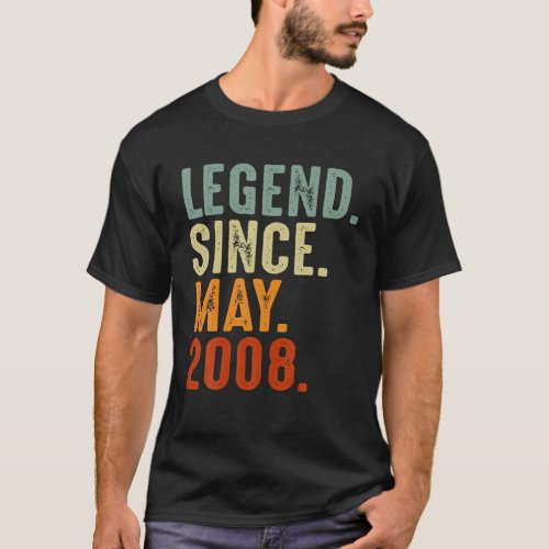 Legend Since May 2008 Vintage Boys Girls 14Th Birt T_Shirt