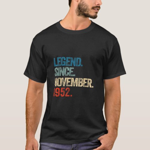 Legend Since November 1952 70 Year Old 70th Birthd T_Shirt