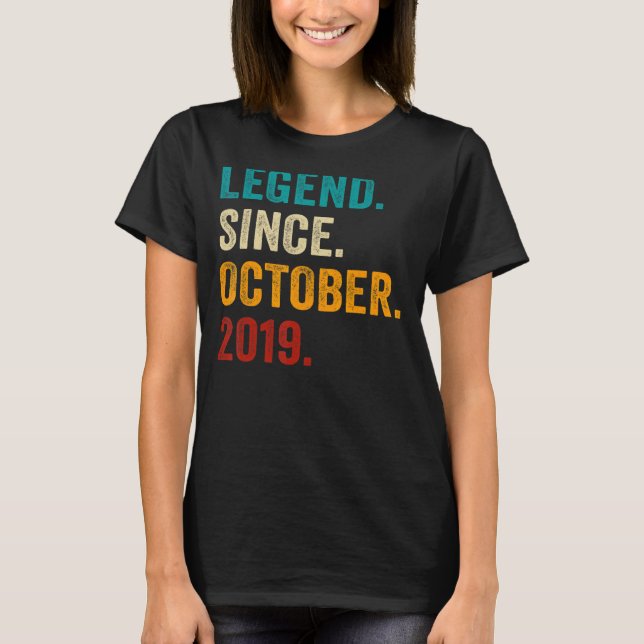 Legend Since October 2019 3rd Birthday  3 Years Ol T-Shirt (Front)