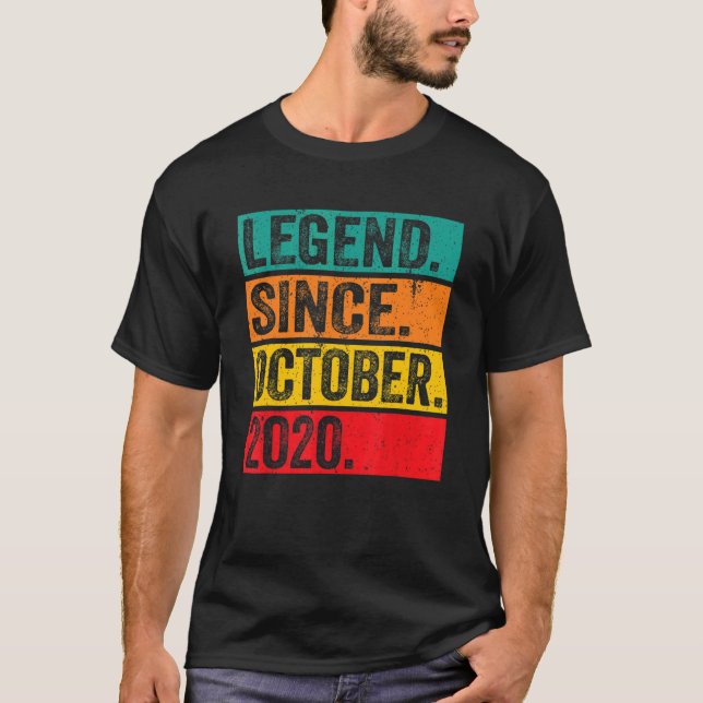 Legend Since October 2020 2nd Birthday Retro 2 Yea T-Shirt (Front)