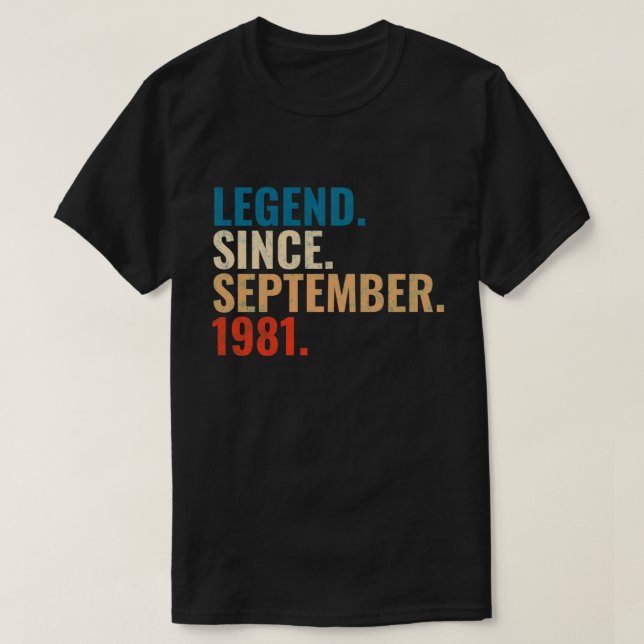 Legend Since September 1981 Retro Vintage T-Shirt (Design Front)