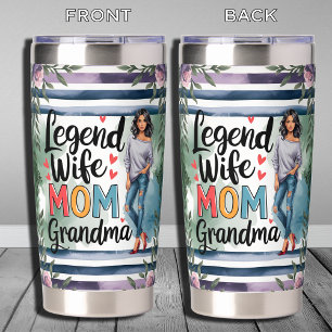 Legend Wife Mom Grandma Floral Watercolor Grandma Insulated Tumbler