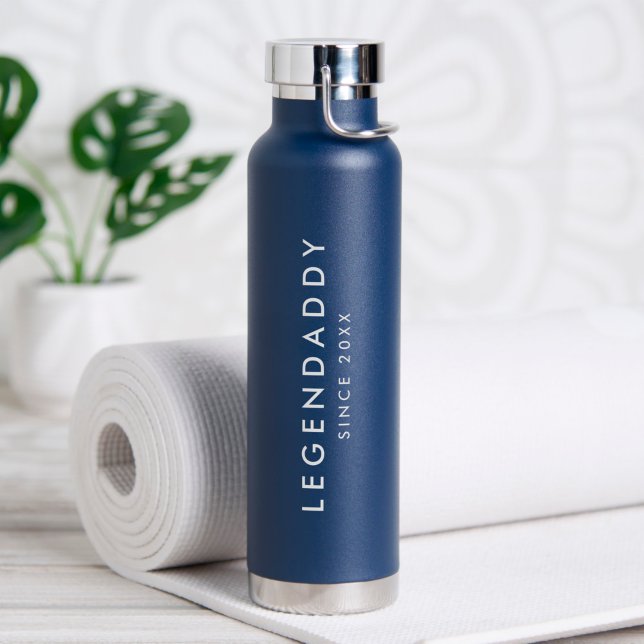 Legendaddy for Legendary Dads simple minimalist  Water Bottle (blue water bottle for legendary dads)