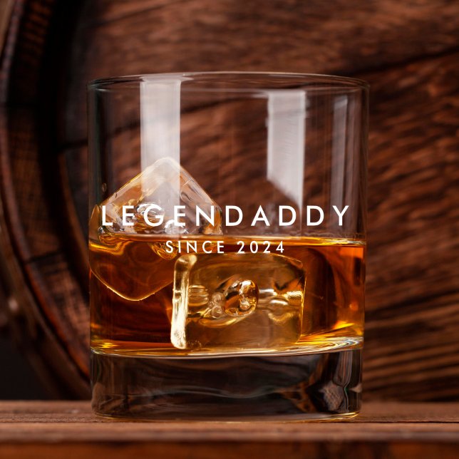 Legendaddy since for the Legendary Dad minimalist  Whiskey Glass (whiskey glass for legendary dads)