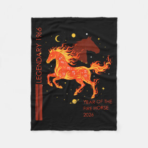 Legendary 1966 fire horse 60th birthday 2026 retro fleece blanket
