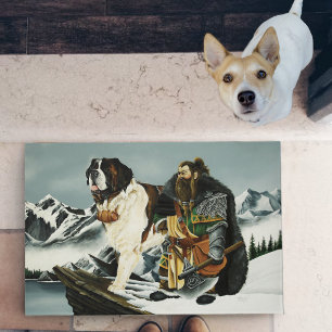 Legendary Alpine Fantasy Saint Bernard Dwarf  Doormat