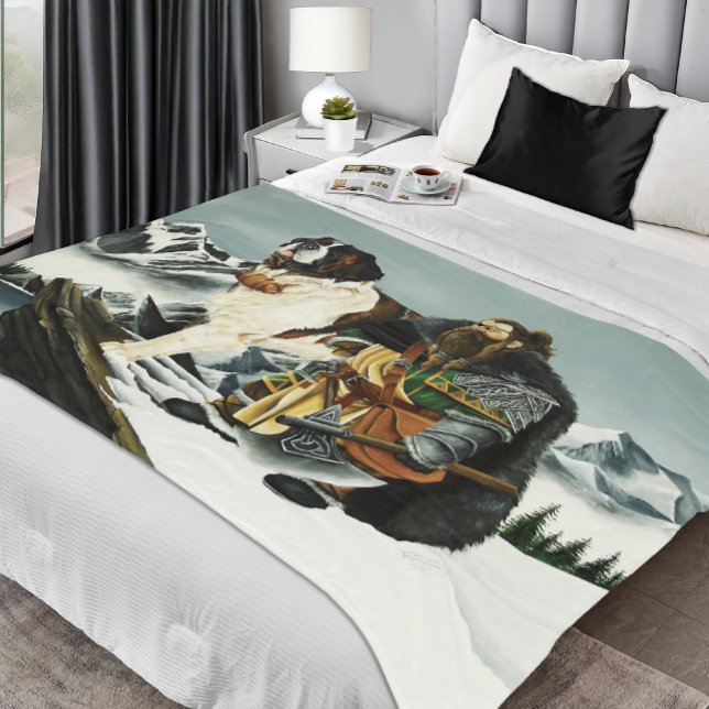 Legendary Alpine Fantasy Saint Bernard Dwarf  Fleece Blanket (Creator Uploaded)