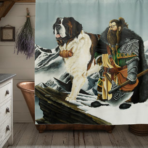 Legendary Alpine Fantasy Saint Bernard Dwarf  Shower Curtain