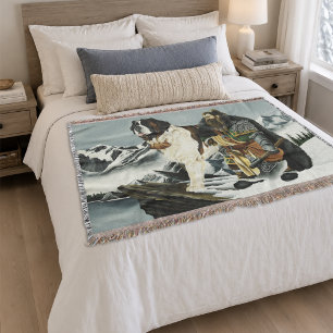 Legendary Alpine Fantasy Saint Bernard Dwarf Throw Blanket