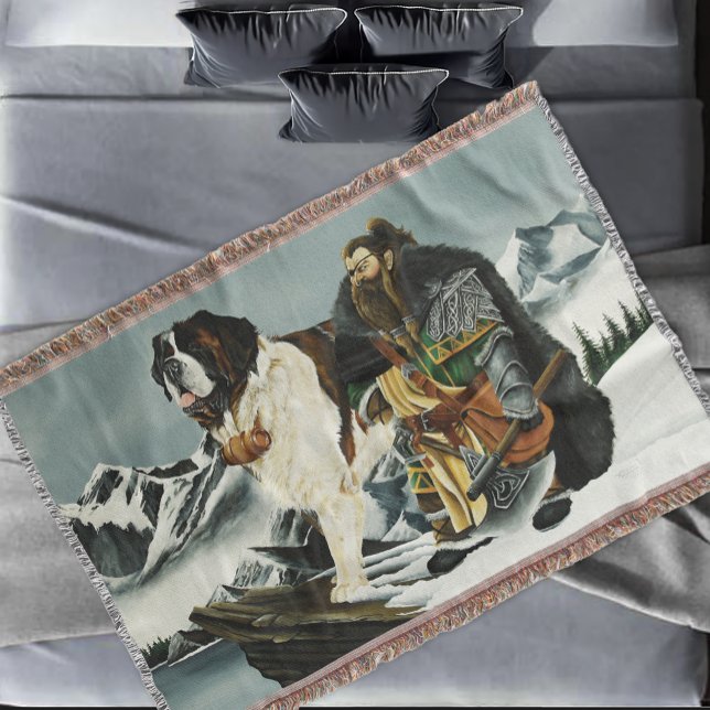 Legendary Alpine Fantasy Saint Bernard Dwarf  Throw Blanket (Creator Uploaded)