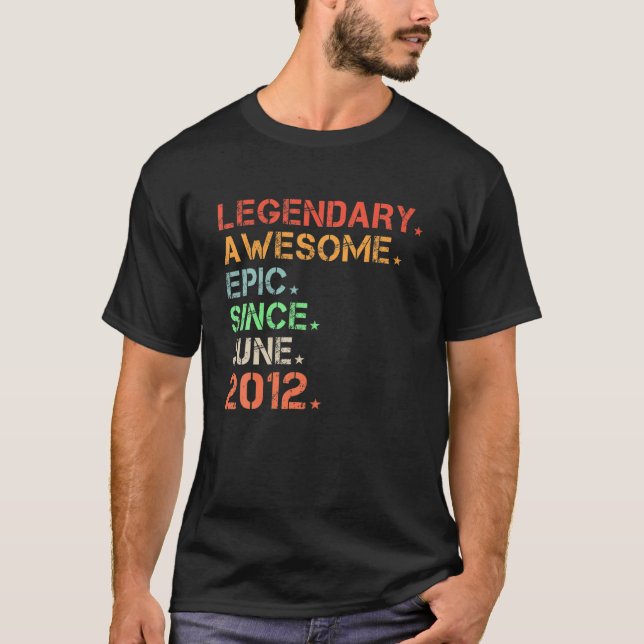 Legendary Awesome Epic Since June 2012 Retro Birth T-Shirt (Front)