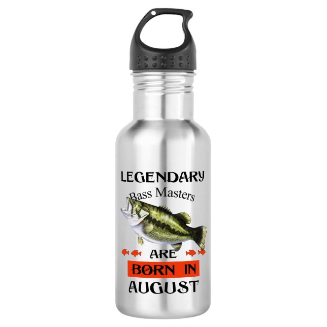 Legendary Bass Masters Are Born in August Stainless Steel Water Bottle (Front)