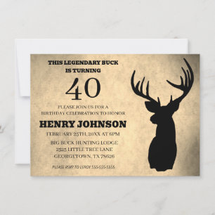 Legendary Buck 40th Birthday Hunting Invitation