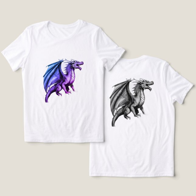 "Legendary Creatures: Intricate Black & White  Tri-Blend Shirt (Design Front & Back)