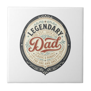 Legendary Dad Vintage Engraving Shirt Design_1 Ceramic Tile
