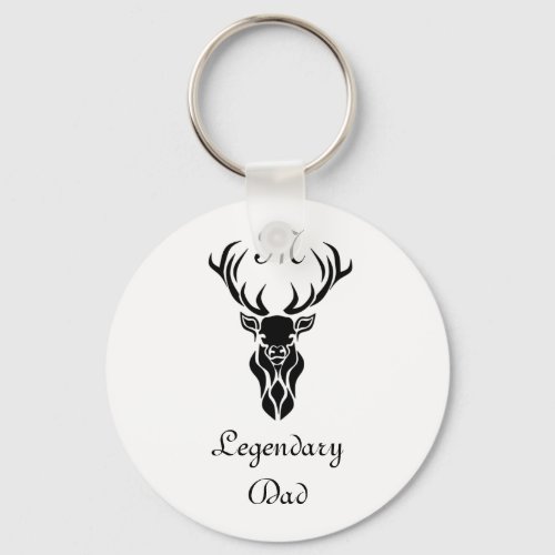 Legendary Dad White Tail Deer Black Silhouette Keychain