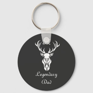 Legendary Dad White Tail Deer White Chalk Shadow Keychain