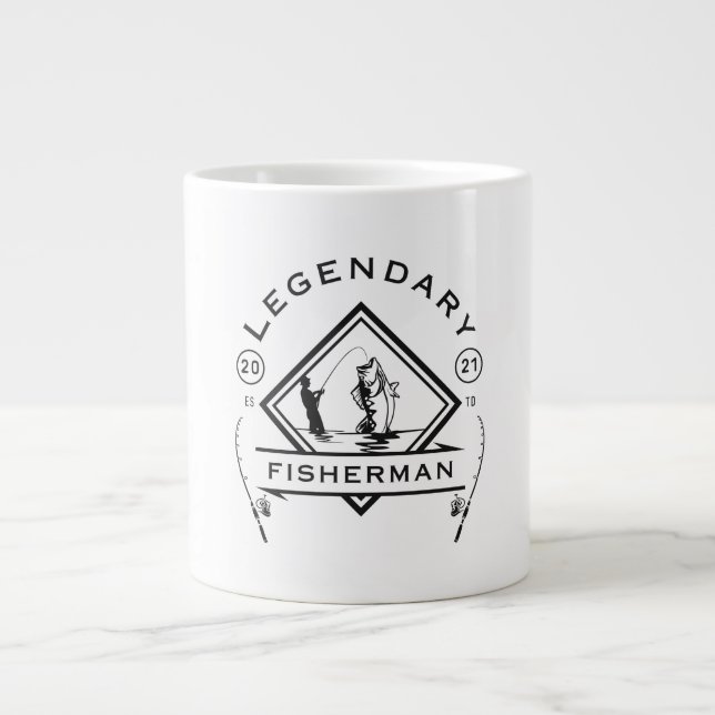 Legendary Fisherman Established 2021 Giant Coffee Mug (Front)