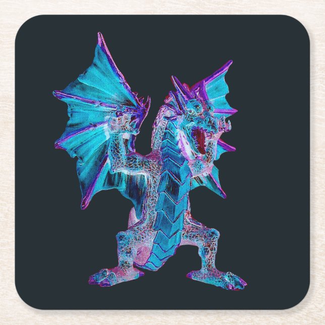 Legendary Frost Ember Beast Cosmic Fantasy Art Square Paper Coaster (Front)