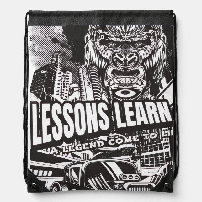 LEGENDARY GORILLA LESSONS LEARN DRAWSTRING BAG  (Front)