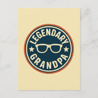 legendary grandpa retro badge postcard