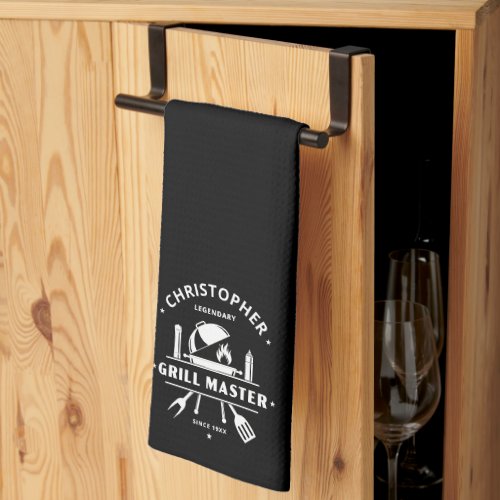 Legendary Grill Master Black & White Custom BBQ  Kitchen Towel