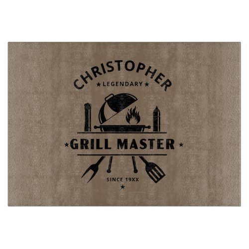 Legendary Grill Master | Custom Name Rustic Brown  Cutting Board