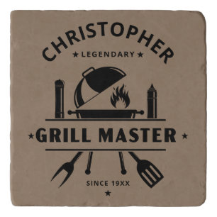 Legendary Grill Master Custom Name Rustic Brown Trivet