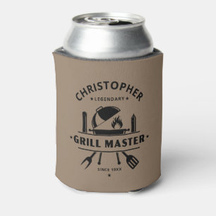 Legendary Grill Master Personalized Name BBQ Badge Can Cooler