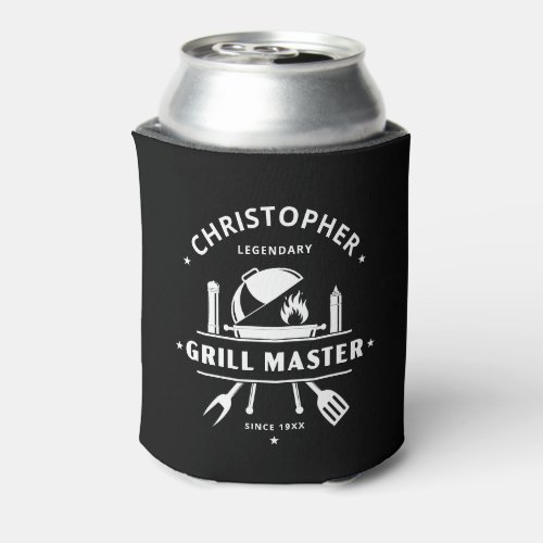 Legendary Grill Master Personalized Name BBQ Badge Can Cooler