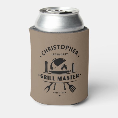 Legendary Grill Master Personalized Name BBQ Badge Can Cooler