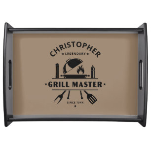 Legendary Grill Master Rustic Brown & Black Custom Serving Tray